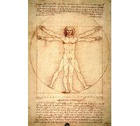 1art1 Leonardo Da Vinci Posters XXL Homme De Vitruve, vers 1490 Affiche 120x80 cm