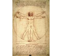 1art1 Leonardo Da Vinci Sticker Mural Homme De Vitruve, vers 1490 Poster Papier Peint Autocollant 180x120 cm