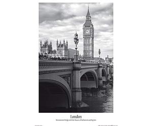 1art1 Londres Poster Big Ben Et Westminster Bridge Affiche Murale 91x61 cm
