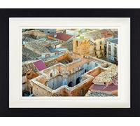 1art1 Maisons Poster Cité Et Église De San Pedro À Ariza en Espagne Affiche Encadrée avec Passe-Partout Élégant | Images Murales | dans Un Cadre Photo 40x30 cm