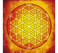 1art1 Mandalas Poster Impression sur Toile La Fleur De Vie, L'Élement Feu Affiche Murale XXL Encadrée | Tendue sur Cadre en Bois | Tableau 40x40 cm