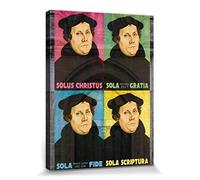 1art1 Martin Luther Poster Impression sur Toile Solus Christus, Sola Gratia, Sola Fide, Sola Scriptura Affiche Murale XXL Encadrée | Tendue sur Cadre en Bois | Tableau 40x30 cm