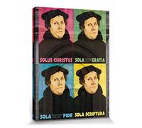 1art1 Martin Luther Poster Impression sur Toile Solus Christus, Sola Gratia, Sola Fide, Sola Scriptura Affiche Murale XXL Encadrée | Tendue sur Cadre en Bois | Tableau 80x60 cm