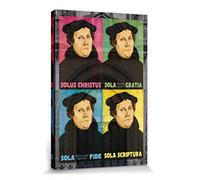 1art1 Martin Luther Poster Impression sur Toile Solus Christus, Sola Gratia, Sola Fide, Sola Scriptura Affiche Murale XXL Encadrée | Tendue sur Cadre en Bois | Tableau 120x80 cm