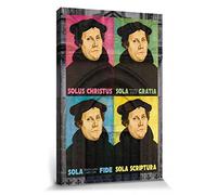 1art1 Martin Luther Poster Impression sur Toile Solus Christus, Sola Gratia, Sola Fide, Sola Scriptura Affiche Murale XXL Encadrée | Tendue sur Cadre en Bois | Tableau 90x60 cm