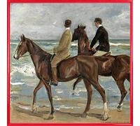 1art1 Max Liebermann Affiche Reproduction et Cadre (Plastique) - Deux Cavaliers sur La Plage, 1901 (40 x 40cm)