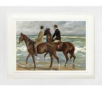 1art1 Max Liebermann Poster Deux Cavaliers sur La Plage, 1901 Affiche Encadrée avec Passe-Partout Élégant | Images Murales | dans Un Cadre Photo 40x30 cm