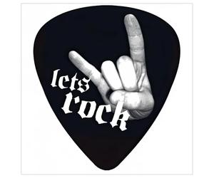 1art1 Musique Let's Rock, Forme De Plectre Poster-Sticker Autocollant 9x9 cm