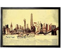 1art1 New York Collage Urbain, Style Vintage Paillasson Essuie-Pieds 60x40 cm