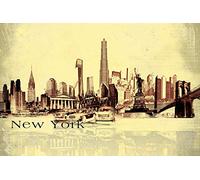 1art1 New York Poster Collage Urbain, Style Vintage Affiche Reproduction 120x80 cm