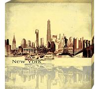 1art1 New York Poster Impression sur Toile Collage Urbain, Style Vintage Affiche Murale XXL Encadrée | Tendue sur Cadre en Bois | Tableau 40x40 cm
