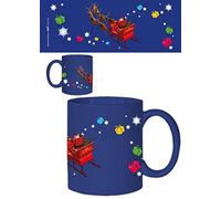 1art1 Noël Le Père Noël avec Ses Rennes Et Son Traîneau Tasse À Café Mug 9x8 cm