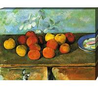 1art1 Paul Cézanne Poster Impression sur Toile Pommes Et Biscuits, 1879 Affiche Murale XXL Encadrée | Tendue sur Cadre en Bois | Tableau 80x60 cm