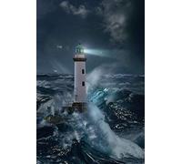 1art1 Phares Poster Phare dans La Tempête Au Clair De Lune Affiche Murale 91x61 cm