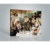 1art1 Pierre Auguste Renoir Poster Impression sur Toile Le Déjeuner des Canotiers, 1880-1881 Affiche Murale XXL Encadrée | Tendue sur Cadre en Bois | Tableau 80x60 cm