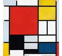 1art1 Piet Mondrian Poster Composition avec Grand Plan Rouge, 1921 Affiche Reproduction 40x40 cm