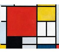 1art1 Piet Mondrian Poster Composition avec Grand Plan Rouge, 1921 Affiche Reproduction 80x60 cm