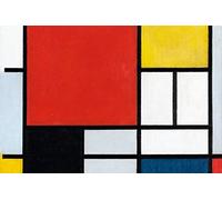 1art1 Piet Mondrian Poster Impression sur Toile Composition avec Grand Plan Rouge, 1921 Affiche Murale XXL Encadrée | Tendue sur Cadre en Bois | Tableau 120x80 cm