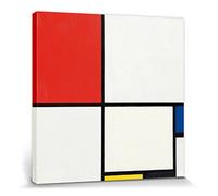 1art1 Piet Mondrian Poster Impression sur Toile Composition No. III avec Rouge, Bleu, Jaune Et Noir, 1929 Affiche Murale XXL Encadrée | Tendue sur Cadre en Bois | Tableau 40x40 cm