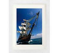 1art1 Pirates Poster Bateau À Voiles I Affiche Encadrée avec Passe-Partout Élégant | Images Murales | dans Un Cadre Photo 40x30 cm