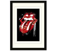 1art1 Rolling Stones Poster Graffiti Lips Affiche Encadrée avec Passe-Partout Élégant | Images Murales | dans Un Cadre Photo 40x30 cm