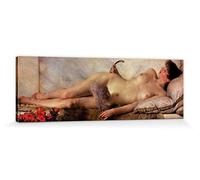 1art1 Sir Lawrence Alma-Tadema Poster Impression sur Toile Tepidarium, 1881 Affiche Murale XXL Encadrée | Tendue sur Cadre en Bois | Tableau 150x50 cm