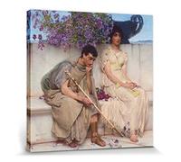 1art1 Sir Lawrence Alma-Tadema Poster Impression sur Toile Un Silence Éloquent, 1890 Affiche Murale XXL Encadrée | Tendue sur Cadre en Bois | Tableau 40x40 cm