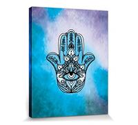 1art1 Spiritualité Poster Impression sur Toile La Hamsa, Main De Fatima, Défense Contre Le Mal Affiche Murale XXL Encadrée | Tendue sur Cadre en Bois | Tableau 50x40 cm