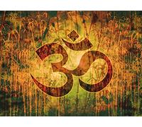 1art1 Spiritualité Poster Impression sur Toile Om, Création Et Énergie Divine Affiche Murale XXL Encadrée | Tendue sur Cadre en Bois | Tableau 80x60 cm