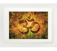 1art1 Spiritualité Poster Om, Création Et Énergie Divine Affiche Encadrée avec Passe-Partout Élégant | Images Murales | dans Un Cadre Photo 40x30 cm