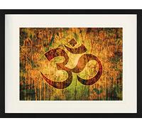 1art1 Spiritualité Poster Om, Création Et Énergie Divine Affiche Encadrée avec Passe-Partout Élégant | Images Murales | dans Un Cadre Photo 80x60 cm