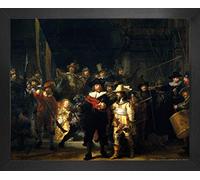 1art1 Van Rijn Rembrandt Affiche Reproduction et Cadre (MDF) - La Ronde De Nuit, 1642 (50 x 40cm)
