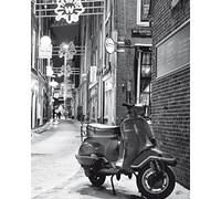 1art1 Vespas Poster Impression sur Toile Une Rue D'Amsterdam en Hiver Affiche Murale XXL Encadrée | Tendue sur Cadre en Bois | Tableau 50x40 cm