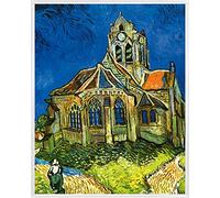 1art1 Vincent Van Gogh Affiche Reproduction et Cadre (Plastique) - L'Église D'Auvers-sur-Oise, 1890 (50 x 40cm)