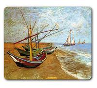 1art1 Vincent Van Gogh Barques sur La Plage Aux Saintes-Maries, 1888 Tapis De Souris 23x19 cm