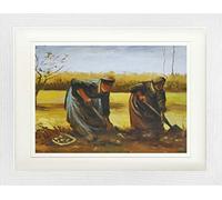 1art1 Vincent Van Gogh Poster Deux Paysannes Déterrant des Pommes De Terre, 1885 Affiche Encadrée avec Passe-Partout Élégant | Images Murales | dans Un Cadre Photo 40x30 cm