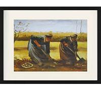 1art1 Vincent Van Gogh Poster Deux Paysannes Déterrant des Pommes De Terre, 1885 Affiche Encadrée avec Passe-Partout Élégant | Images Murales | dans Un Cadre Photo 80x60 cm