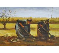 1art1 Vincent Van Gogh Poster Deux Paysannes Déterrant des Pommes De Terre, 1885 Affiche Reproduction 120x80 cm