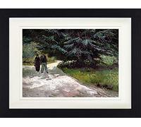 1art1 Vincent Van Gogh Poster Homme Et Femme Au Parc, Le Jardin du Poète Affiche Encadrée avec Passe-Partout Élégant | Images Murales | dans Un Cadre Photo 40x30 cm