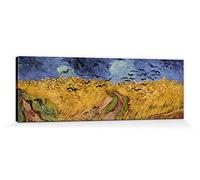 1art1 Vincent Van Gogh Poster Impression sur Toile Champs De Blé Aux Corbeaux, 1890 Affiche Murale XXL Encadrée | Tendue sur Cadre en Bois | Tableau 120x40 cm