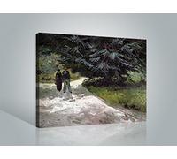 1art1 Vincent Van Gogh Poster Impression sur Toile Homme Et Femme Au Parc, Le Jardin du Poète Affiche Murale XXL Encadrée | Tendue sur Cadre en Bois | Tableau 80x60 cm