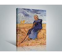 1art1 Vincent Van Gogh Poster Impression sur Toile La Bergère D'Après Millet, 1889 Affiche Murale XXL Encadrée | Tendue sur Cadre en Bois | Tableau 80x60 cm