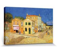 1art1 Vincent Van Gogh Poster Impression sur Toile La Maison Jaune, La Maison De Vincent À Arles, 1888 Affiche Murale XXL Encadrée | Tendue sur Cadre en Bois | Tableau 120x80 cm