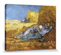 1art1 Vincent Van Gogh Poster Impression sur Toile La Méridienne Ou La Sieste D'Après Millet, 1889 Affiche Murale XXL Encadrée | Tendue sur Cadre en Bois | Tableau 50x40 cm