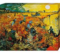 1art1 Vincent Van Gogh Poster Impression sur Toile La Vigne Rouge, 1888 Affiche Murale XXL Encadrée | Tendue sur Cadre en Bois | Tableau 50x40 cm
