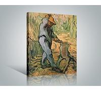 1art1 Vincent Van Gogh Poster Impression sur Toile Le Bûcheron, D'Après Millet, 1890 Affiche Murale XXL Encadrée | Tendue sur Cadre en Bois | Tableau 50x40 cm
