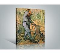 1art1 Vincent Van Gogh Poster Impression sur Toile Le Bûcheron, D'Après Millet, 1890 Affiche Murale XXL Encadrée | Tendue sur Cadre en Bois | Tableau 80x60 cm