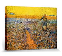 1art1 Vincent Van Gogh Poster Impression sur Toile Le Semeur Au Soleil Couchant D'Après Millet, 1888 Affiche Murale XXL Encadrée | Tendue sur Cadre en Bois | Tableau 40x30 cm