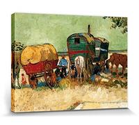 1art1 Vincent Van Gogh Poster Impression sur Toile Les Roulottes Ou Campement De Bohémiens, 1888 Affiche Murale XXL Encadrée | Tendue sur Cadre en Bois | Tableau 40x30 cm