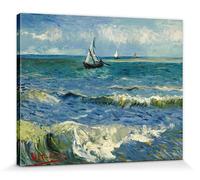 1art1 Vincent Van Gogh Poster Impression sur Toile Paysage Marin Près des Saintes-Maries-de-la-Mer, 1888 Affiche Murale XXL Encadrée | Tendue sur Cadre en Bois | Tableau 50x40 cm